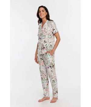 Pijama de micromodal y elastano blanco estampado vista frontal